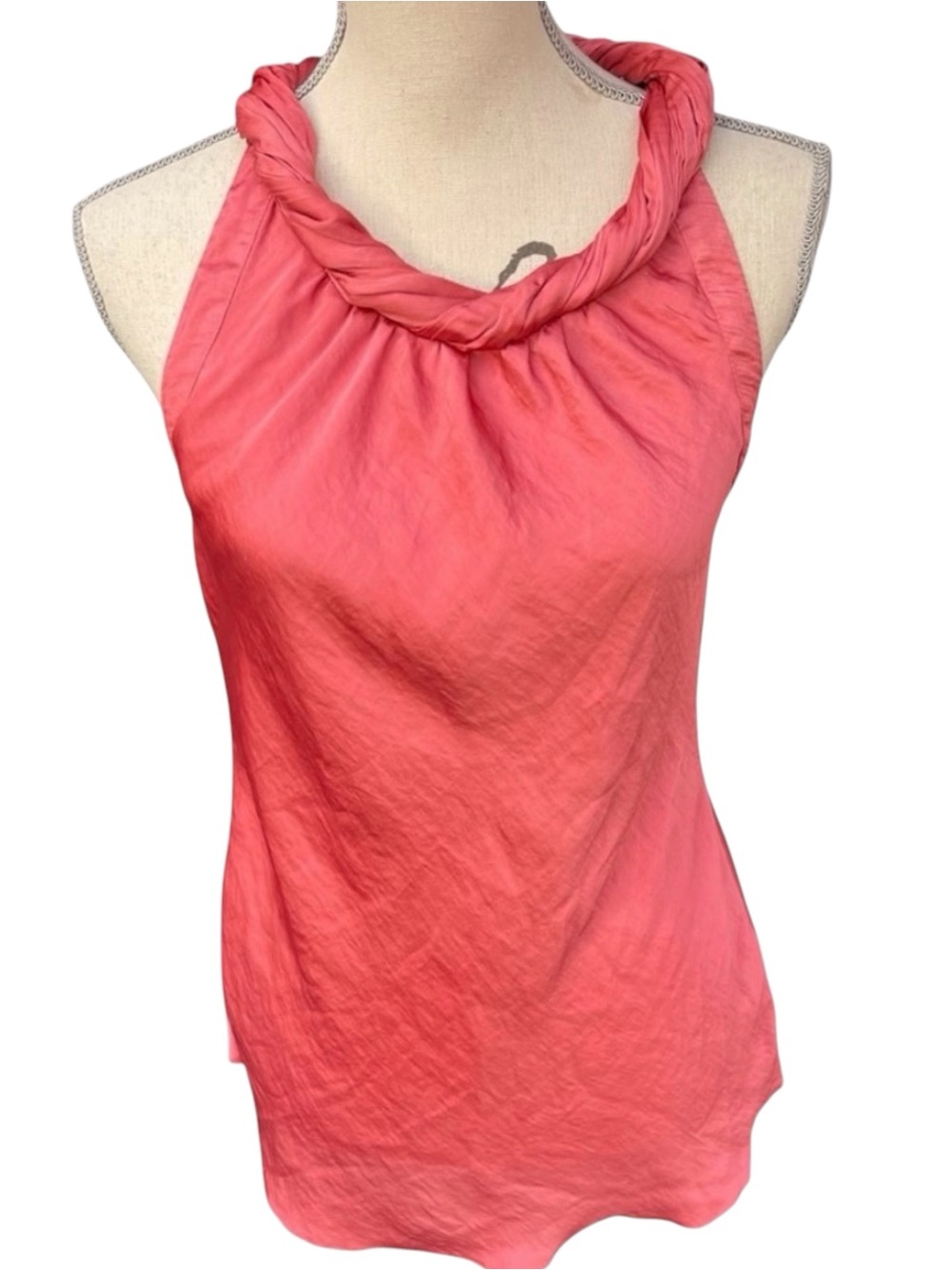Spense Coral Rolled Collar Sleeveless Bias Cut Top (S)